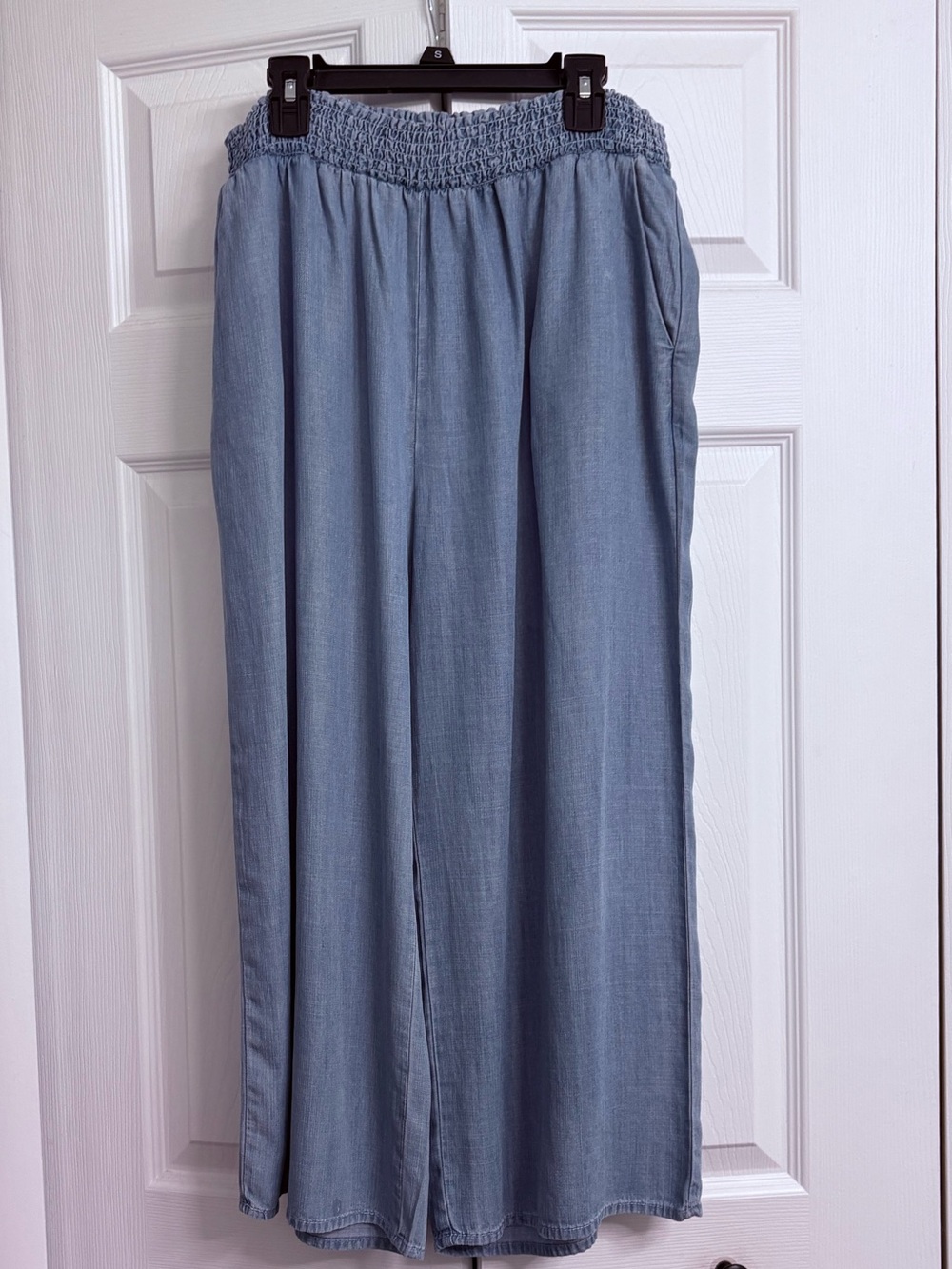 Velvet Heart Light Blue Smocked-Waist Wide Leg Pants